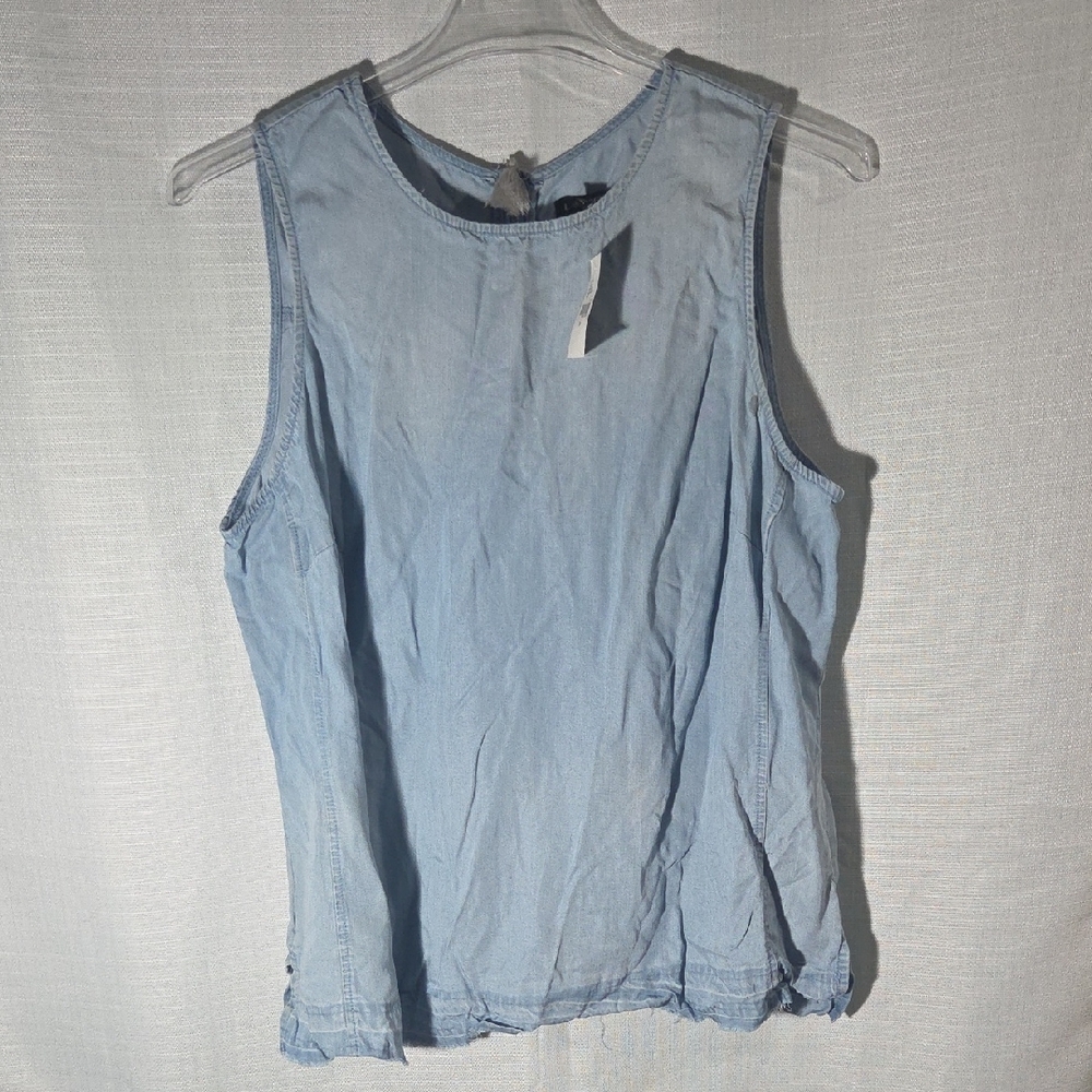 Lane Bryant Light Wash Jean Colored Tank Top Womens Size 18 Zipper Closure